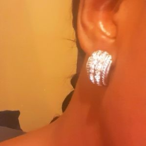 Sparkly Post Earrings in Silver